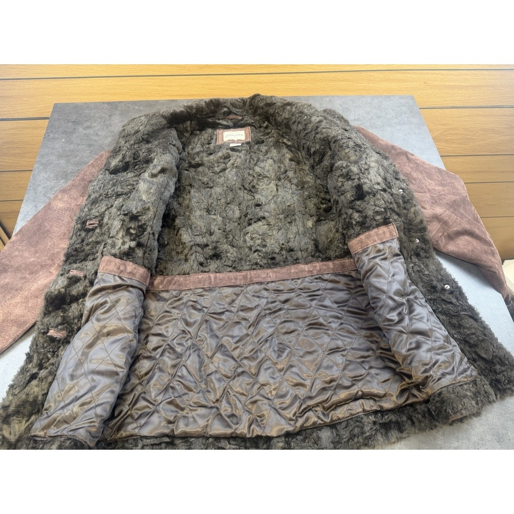 Y2K St.John's Bay Women's Large Brown Suede,Faux Sherling Coat/Jacket-CLEAN - Picture 9 of 10